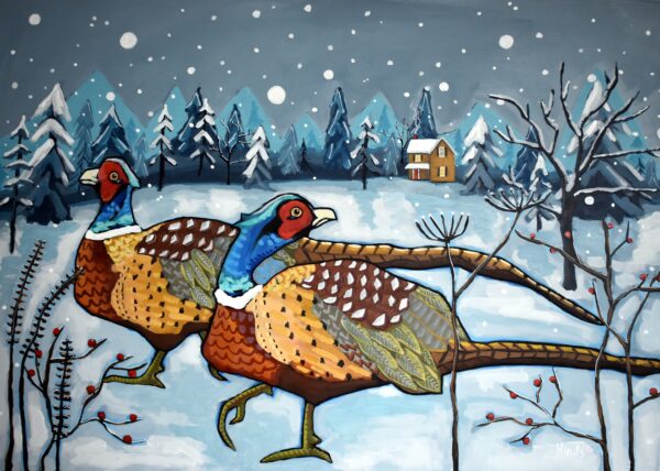 Pheasants In The Snow